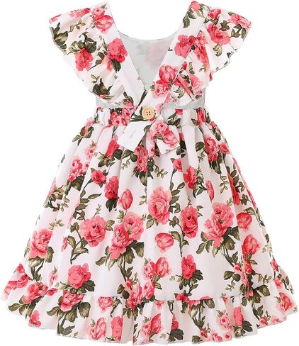 Flofallzique Summer Little Girls Dress Vintage Floral Toddler Birthday Party Easter Sundress Baby Clothes in Saudi Arabia