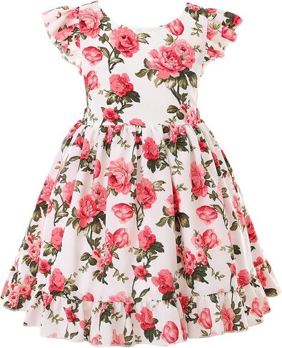 Flofallzique Summer Little Girls Dress Vintage Floral Toddler Birthday Party Easter Sundress Baby Clothes in Saudi Arabia