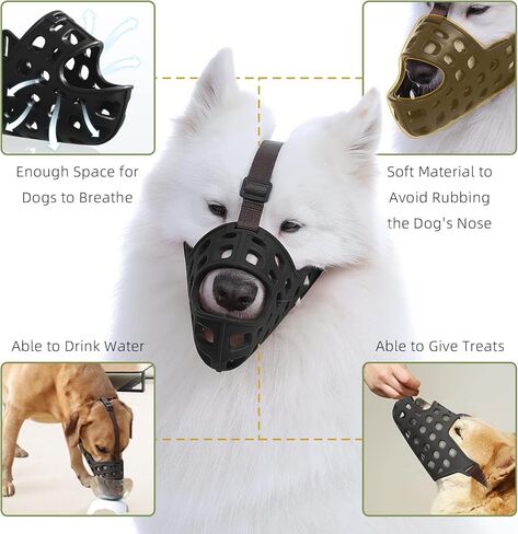 كمامة Yinbly للكلاب مع سيليكون مسامي، كمامة ناعمة قابلة للتعديل للكلاب، تمنع العض والمضغ واللعق، مناسبة للكلاب الصغيرة والمتوسطة والكبيرة (XL، أسود) in Kuwait