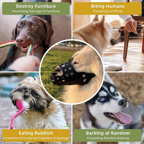 كمامة Yinbly للكلاب مع سيليكون مسامي، كمامة ناعمة قابلة للتعديل للكلاب، تمنع العض والمضغ واللعق، مناسبة للكلاب الصغيرة والمتوسطة والكبيرة (XL، أسود) in Kuwait