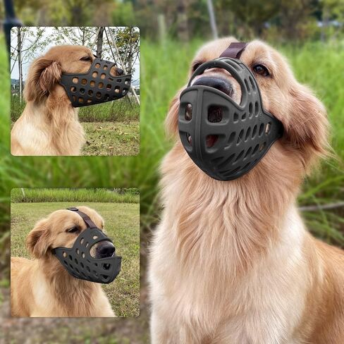 كمامة Yinbly للكلاب مع سيليكون مسامي، كمامة ناعمة قابلة للتعديل للكلاب، تمنع العض والمضغ واللعق، مناسبة للكلاب الصغيرة والمتوسطة والكبيرة (XL، أسود) in Kuwait