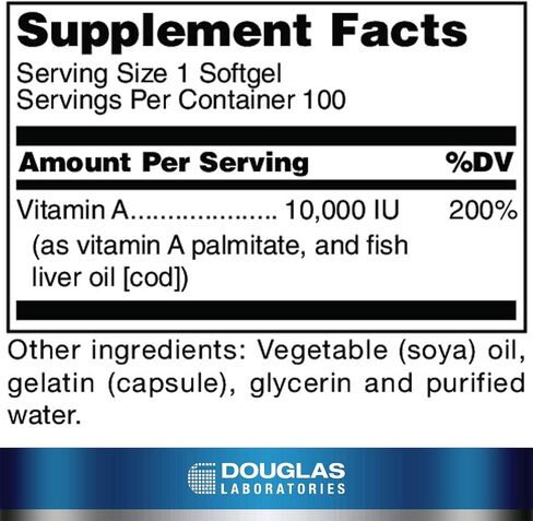 Douglas Laboratories Vitamin A | 10,000 I.U. Vitamin A Derived from Fish Liver Oil | 100 Softgels in Saudi Arabia