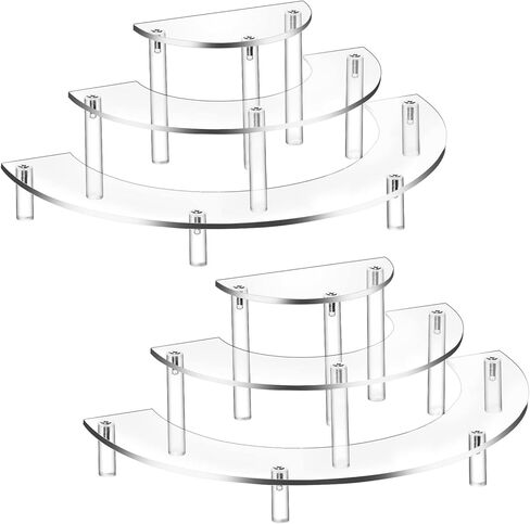 2 Pcs Acrylic Cupcake Stand, 3 Tier Acrylic Risers Display Stand, Dessert Stand Display Stand for Jewels, Figurines, Pop Figure and Perfume Stand for Wedding Party Christmas in Kuwait
