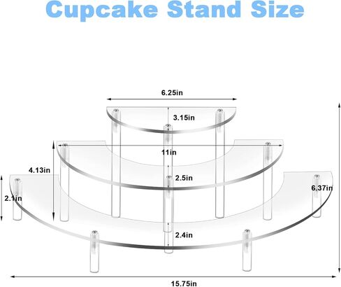2 Pcs Acrylic Cupcake Stand, 3 Tier Acrylic Risers Display Stand, Dessert Stand Display Stand for Jewels, Figurines, Pop Figure and Perfume Stand for Wedding Party Christmas in Kuwait