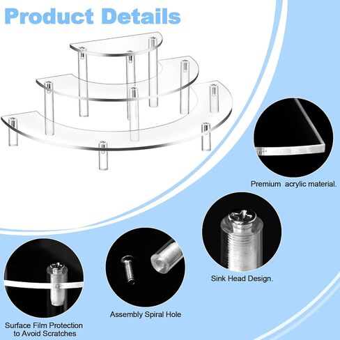 2 Pcs Acrylic Cupcake Stand, 3 Tier Acrylic Risers Display Stand, Dessert Stand Display Stand for Jewels, Figurines, Pop Figure and Perfume Stand for Wedding Party Christmas in Kuwait