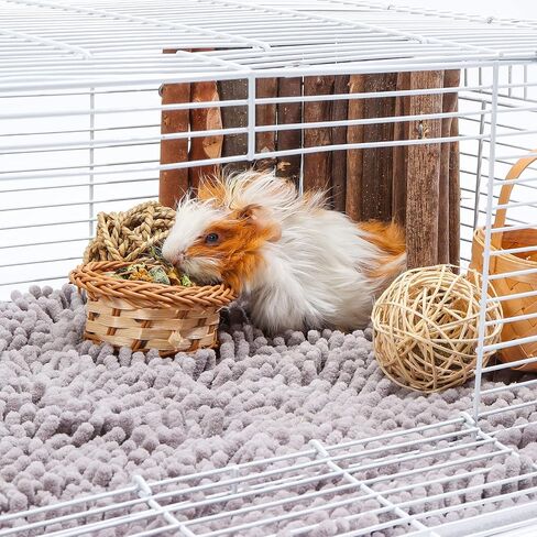 PStarDMoon Guinea Pig Cage Accessories, Guinea Pig Cage Liners, Comfortable, Chenille Fleece Guinea Pig Pee Pad, Washable & Waterproof for Small Animals Rabbit Hamster Rat (24x16, Pink+Grey) in Kuwait