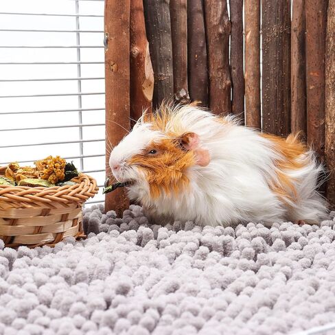 PStarDMoon Guinea Pig Cage Accessories, Guinea Pig Cage Liners, Comfortable, Chenille Fleece Guinea Pig Pee Pad, Washable & Waterproof for Small Animals Rabbit Hamster Rat (24x16, Pink+Grey) in Kuwait