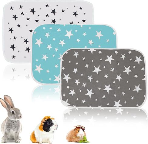 RUNANIA Guinea Pig Cage Liners, 3 Pack Washable & Reusable Guinea Pig Pee Pads for Rabbits Rats Hamsters Hedgehogs Small Animals in Kuwait
