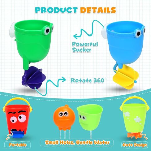Bath Toys for Toddlers 1-3 Years Old, Bathtub Toy for Kids 3-4-5 Age,Water Bath Tub Toys with Water Slide &Marine Organism and Lovely Cups,14 Pcs Baby Bath Toys for Boys and Girls Gift in Kuwait
