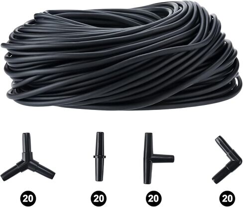 باتيور انبوب هواء لحوض السمك بلون اسود، 320 قدم قياسي 3/16 انش من السيليكون المرن لاحواض السمك واحواض الاسماك والزراعة المائية، ملحقات مضخة الهواء in Kuwait