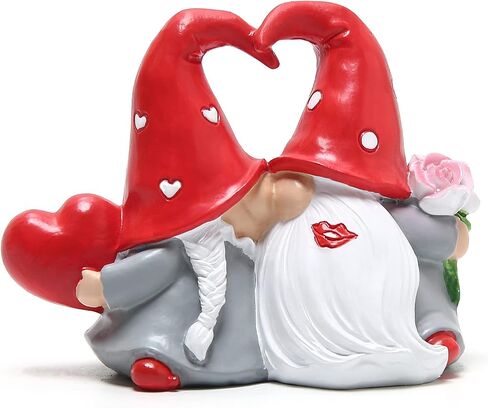 Hodao Valentines Day Decor - Valentines Day Gifts Valentine Gnomes for Valentines Day Decoration Home Ornaments Table Decor Valentines Gnomes Resin Decor Gifts (Flower Heart) in Saudi Arabia