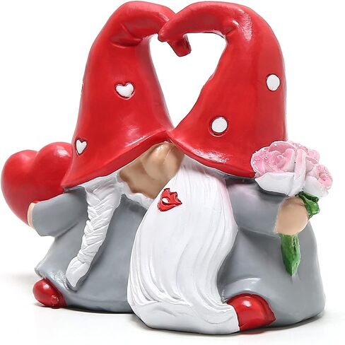 Hodao Valentines Day Decor - Valentines Day Gifts Valentine Gnomes for Valentines Day Decoration Home Ornaments Table Decor Valentines Gnomes Resin Decor Gifts (Flower Heart) in Saudi Arabia