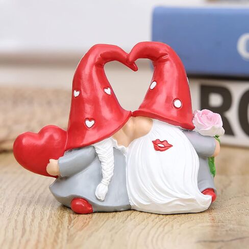 Hodao Valentines Day Decor - Valentines Day Gifts Valentine Gnomes for Valentines Day Decoration Home Ornaments Table Decor Valentines Gnomes Resin Decor Gifts (Flower Heart) in Saudi Arabia