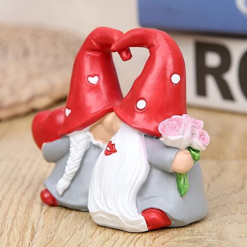 Hodao Valentines Day Decor - Valentines Day Gifts Valentine Gnomes for Valentines Day Decoration Home Ornaments Table Decor Valentines Gnomes Resin Decor Gifts (Flower Heart) in Saudi Arabia