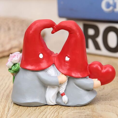 Hodao Valentines Day Decor - Valentines Day Gifts Valentine Gnomes for Valentines Day Decoration Home Ornaments Table Decor Valentines Gnomes Resin Decor Gifts (Flower Heart) in Saudi Arabia