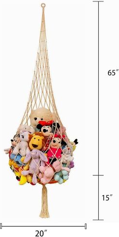 لعبة أرجوحة شبكية كبيرة من الحيوانات المحشوة، لعبة من القطيفة مع خطاف واحد للزوايا والجدران والسقف، شبكة معلقة لتخزين الحيوانات لغرفة الأطفال وغرفة النوم وغرفة اللعب (بيج) in Kuwait