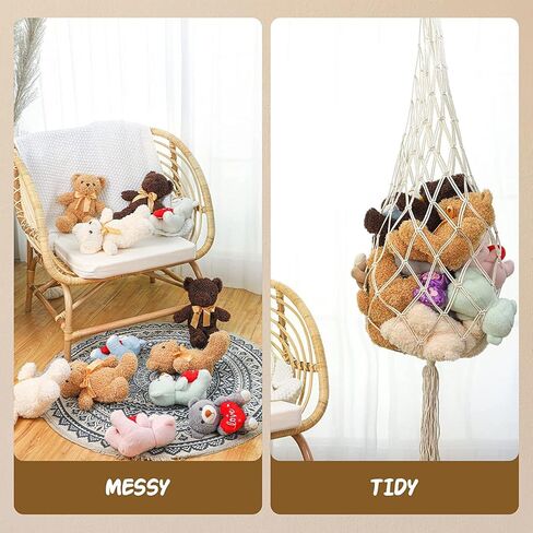 لعبة أرجوحة شبكية كبيرة من الحيوانات المحشوة، لعبة من القطيفة مع خطاف واحد للزوايا والجدران والسقف، شبكة معلقة لتخزين الحيوانات لغرفة الأطفال وغرفة النوم وغرفة اللعب (بيج) in Kuwait