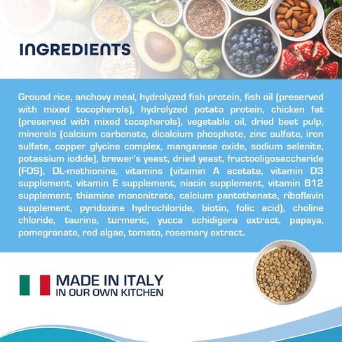 Forza10 Active Dermo Support Diet Dry Cat Food, Dry Cat Food Sensitive Stomach and Skin for Adult Cats, Fish Flavor Cat Food for Skin, Omega 3 and 6 for Healthy Skin and Coat, 4 Pound Bag in Kuwait