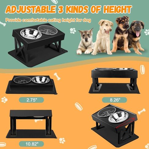 Hersance Elevated Dog Bowls, 3-in-1 Adjustable Stand for Small & Medium Dogs, Made of Thickened ABS, Promotes Good Posture, Reduces Bloating in Kuwait