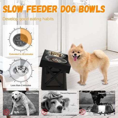 Hersance Elevated Dog Bowls, 3-in-1 Adjustable Stand for Small & Medium Dogs, Made of Thickened ABS, Promotes Good Posture, Reduces Bloating in Kuwait