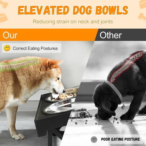 Hersance Elevated Dog Bowls, 3-in-1 Adjustable Stand for Small & Medium Dogs, Made of Thickened ABS, Promotes Good Posture, Reduces Bloating in Kuwait