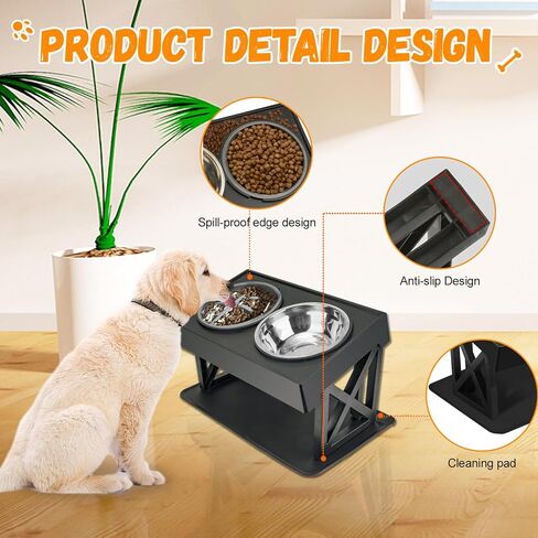 Hersance Elevated Dog Bowls, 3-in-1 Adjustable Stand for Small & Medium Dogs, Made of Thickened ABS, Promotes Good Posture, Reduces Bloating in Kuwait