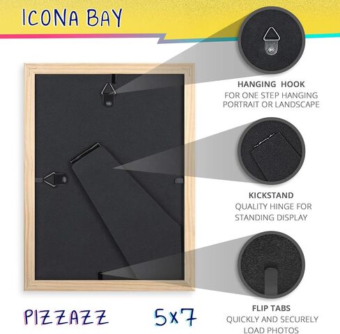 إطارات صور Icona Bay مقاس 5x7 (أحمر، 3 عبوات)، إطارات خشبية صلبة ملونة على الطراز الاسكندنافي للصور، مجموعة Pizzazz in Kuwait