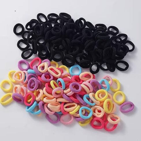200 Pack Baby Girls Hair Ties Mini Scrunchies Multicolor Seamless Elastics Hair Bands For Little Girl Ponytail Holder in Kuwait