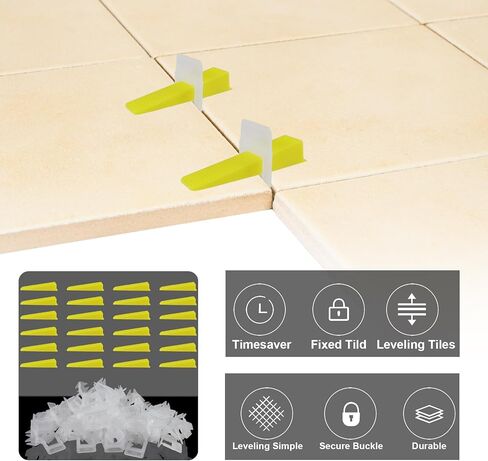 ماكس مان نظام بلاط مع كماشة ومطرقة مطاطية، 1000 قطعة من مشابك الحشية 200 قطعة قابلة لاعادة الاستخدام، مجموعة ادوات فرد لتركيب الحجر (حشية 1/16 انش) in Kuwait