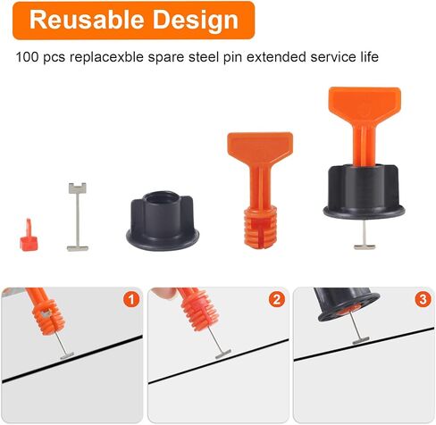 ماكس مان نظام بلاط مع كماشة ومطرقة مطاطية، 1000 قطعة من مشابك الحشية 200 قطعة قابلة لاعادة الاستخدام، مجموعة ادوات فرد لتركيب الحجر (حشية 1/16 انش) in Kuwait