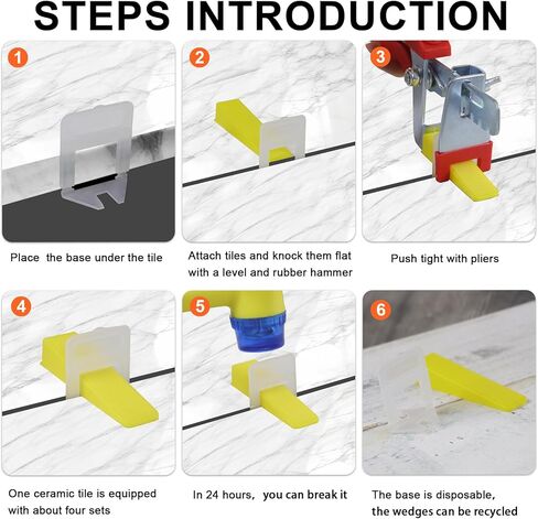 ماكس مان نظام بلاط مع كماشة ومطرقة مطاطية، 1000 قطعة من مشابك الحشية 200 قطعة قابلة لاعادة الاستخدام، مجموعة ادوات فرد لتركيب الحجر (حشية 1/16 انش) in Kuwait