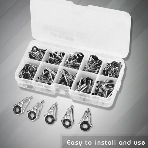 80Pcs 10 Sizes Fishing Rod Guide Ring Fishing Pole Guide Fishing Rod Tips Replacement in Saudi Arabia