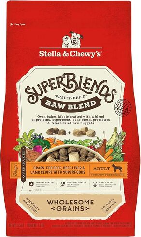 Stella & Chewy's SuperBlends مزيج خام من الحبوب الصحية، لحوم البقر والكبد البقري ولحم الضأن مع الأطعمة الفائقة، 3.25 رطل. in Kuwait