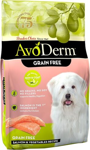 AvoDerm Natural طعام الكلاب الجاف لجميع مراحل الحياة، خالي من الحبوب، وصفة السلمون والخضروات، مأكولات بحرية، 24 رطلاً in Kuwait