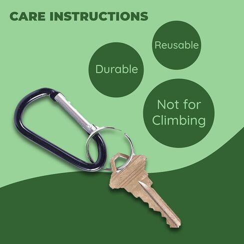 حلقة تسلق محملة بنابض من الألومنيوم من Jacent مع حلقة مفاتيح، بأحجام وألوان متنوعة - 4 في كل عبوة in Kuwait