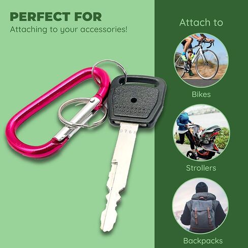 حلقة تسلق محملة بنابض من الألومنيوم من Jacent مع حلقة مفاتيح، بأحجام وألوان متنوعة - 4 في كل عبوة in Kuwait