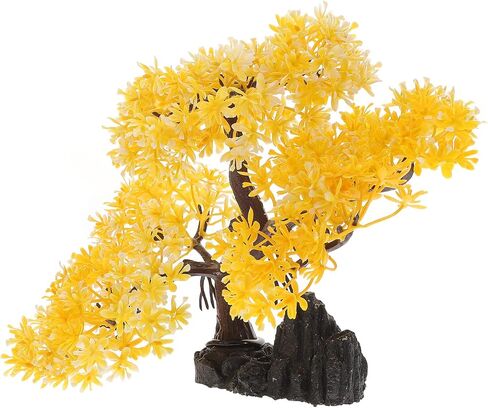 LUOZZY Aquarium Decoration Fish Tank Plant and Rockery Model Artificial Tree Rockery Ornaments Fish Tank Accessories - Yellow in Saudi Arabia