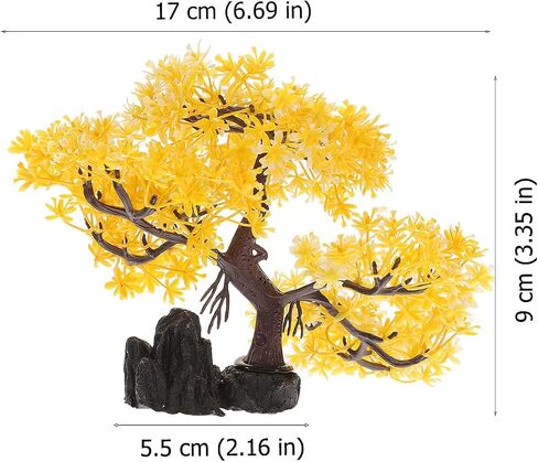 LUOZZY Aquarium Decoration Fish Tank Plant and Rockery Model Artificial Tree Rockery Ornaments Fish Tank Accessories - Yellow in Saudi Arabia