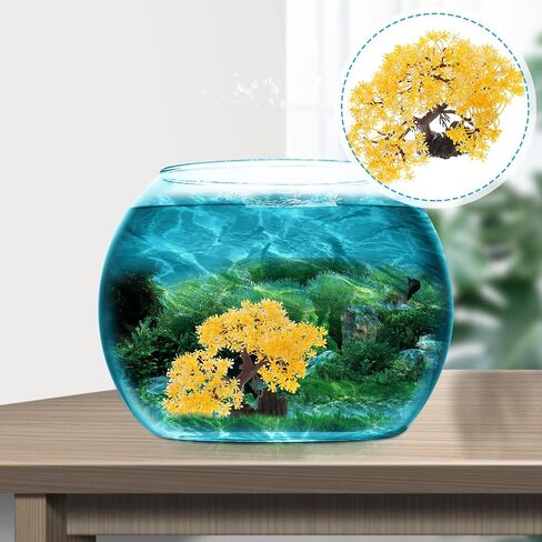LUOZZY Aquarium Decoration Fish Tank Plant and Rockery Model Artificial Tree Rockery Ornaments Fish Tank Accessories - Yellow in Saudi Arabia