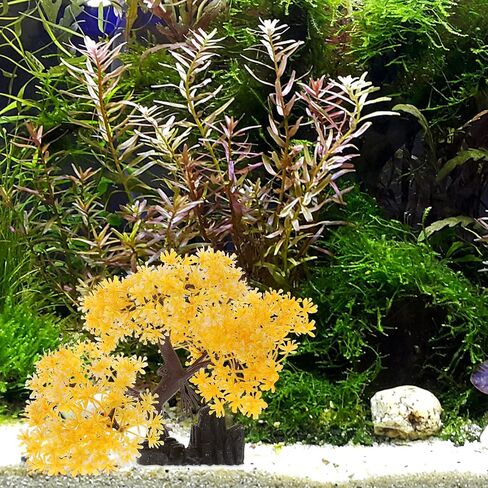 LUOZZY Aquarium Decoration Fish Tank Plant and Rockery Model Artificial Tree Rockery Ornaments Fish Tank Accessories - Yellow in Saudi Arabia