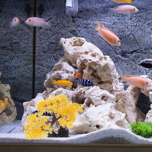 LUOZZY Aquarium Decoration Fish Tank Plant and Rockery Model Artificial Tree Rockery Ornaments Fish Tank Accessories - Yellow in Saudi Arabia