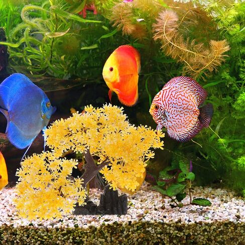 LUOZZY Aquarium Decoration Fish Tank Plant and Rockery Model Artificial Tree Rockery Ornaments Fish Tank Accessories - Yellow in Saudi Arabia