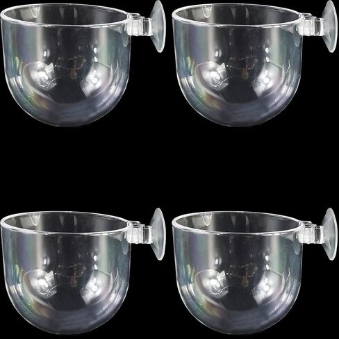 4 أكواب نباتات مائية من الأكريليك مع حامل تثبيت بالشفط 4.57 سم وعاء البستنة الصغير المغذِّي للدودة الحمراء وحامل مائي لحوض الأسماك وديكور نباتات لحوض الأسماك من روهو in Kuwait