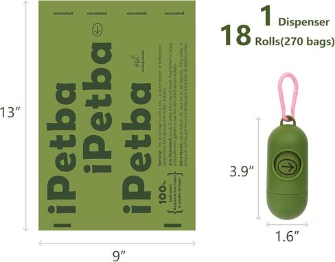 IPETBA Dog Poop Bags With Dispenser, 270 Count in Kuwait