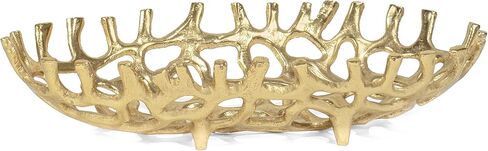 صينية قطعة مركزية كبيرة من شركة ريد كو، مقاس 35.56 سم × 35.56 سم، بيضاوية الشكل من الألومنيوم الذهبي على شكل فرع شعاب مرجانية in Kuwait