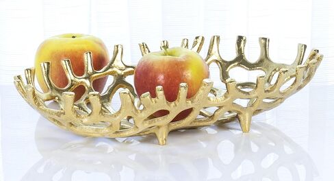 صينية قطعة مركزية كبيرة من شركة ريد كو، مقاس 35.56 سم × 35.56 سم، بيضاوية الشكل من الألومنيوم الذهبي على شكل فرع شعاب مرجانية in Kuwait