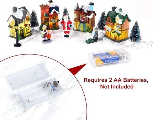 ايليكلاند مجموعات قرية الكريسماس مكونة من 12 قطعة، منازل قرية الكريسماس مع زجاجة وفرشاة واشجار، تماثيل الكريسماس الصغيرة، اكسسوارات قرية الكريسماس لتزيين المنزل والكريسماس in Kuwait