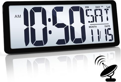 TXL Atomic Clock with Backlight, 14.2" Large Digital Wall Clock Battery Operated, Digital Clock Large Display with Day, Date & Temperature, Large Wall Clock for Bedroom, Livingroom, Office in Kuwait