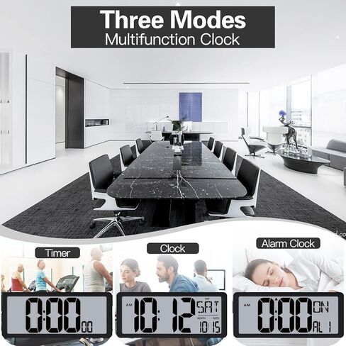 TXL Atomic Clock with Backlight, 14.2" Large Digital Wall Clock Battery Operated, Digital Clock Large Display with Day, Date & Temperature, Large Wall Clock for Bedroom, Livingroom, Office in Kuwait