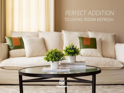 Vitalizart 2 Pack Mini Potted Artificial Plants Indoor Eucalyptus Boxwood Fake Plants for Aesthetic Home Decor Bathroom Wall Bedroom Kitchen Office Farmhouse and Patio Decorations in Kuwait